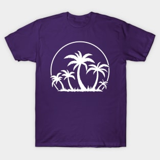 Palm Trees And Sunset in White T-Shirt